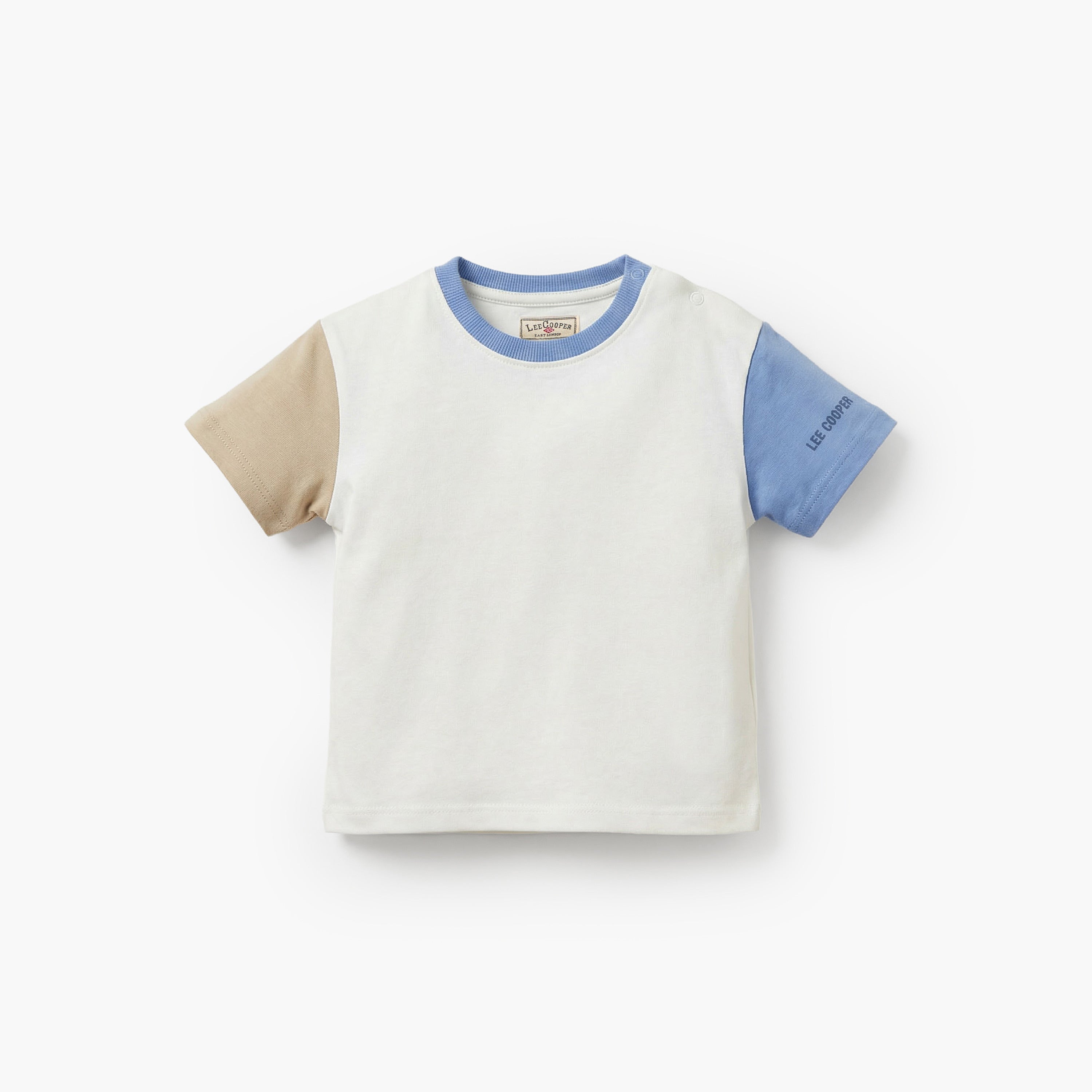 Lee Cooper Round Neck Short Sleeve T-shirt and Dungaree Set with Button Closure