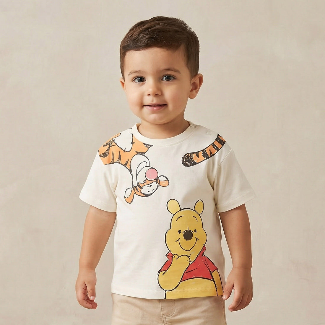 Disney Crew Neck Short Sleeves T-shirt with Winnie the Pooh Print