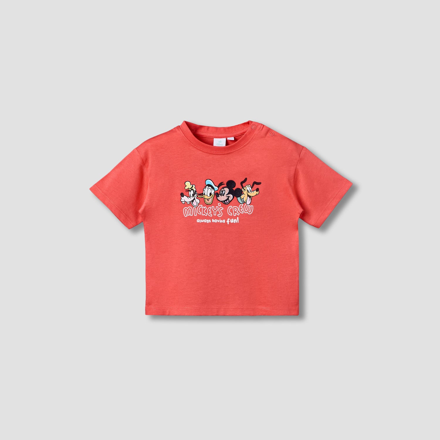 Disney Round Neck Short Sleeves T-shirt with Mickey Mouse and Friends Print