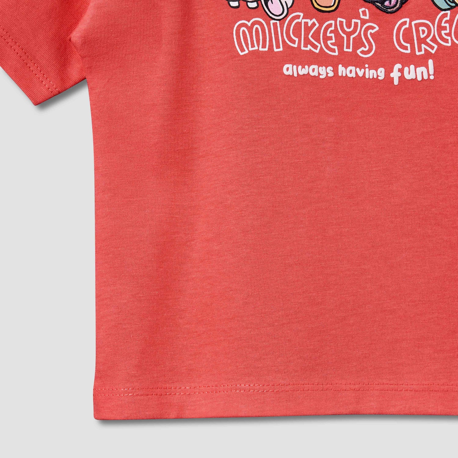 Disney Round Neck Short Sleeves T-shirt with Mickey Mouse and Friends Print