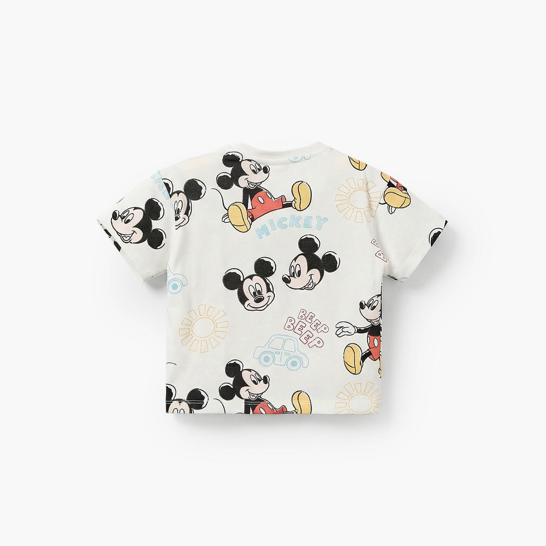 Disney Crew Neck Short Sleeves T-shirt with Mickey Mouse Print