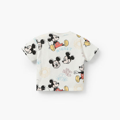 Disney Crew Neck Short Sleeves T-shirt with Mickey Mouse Print