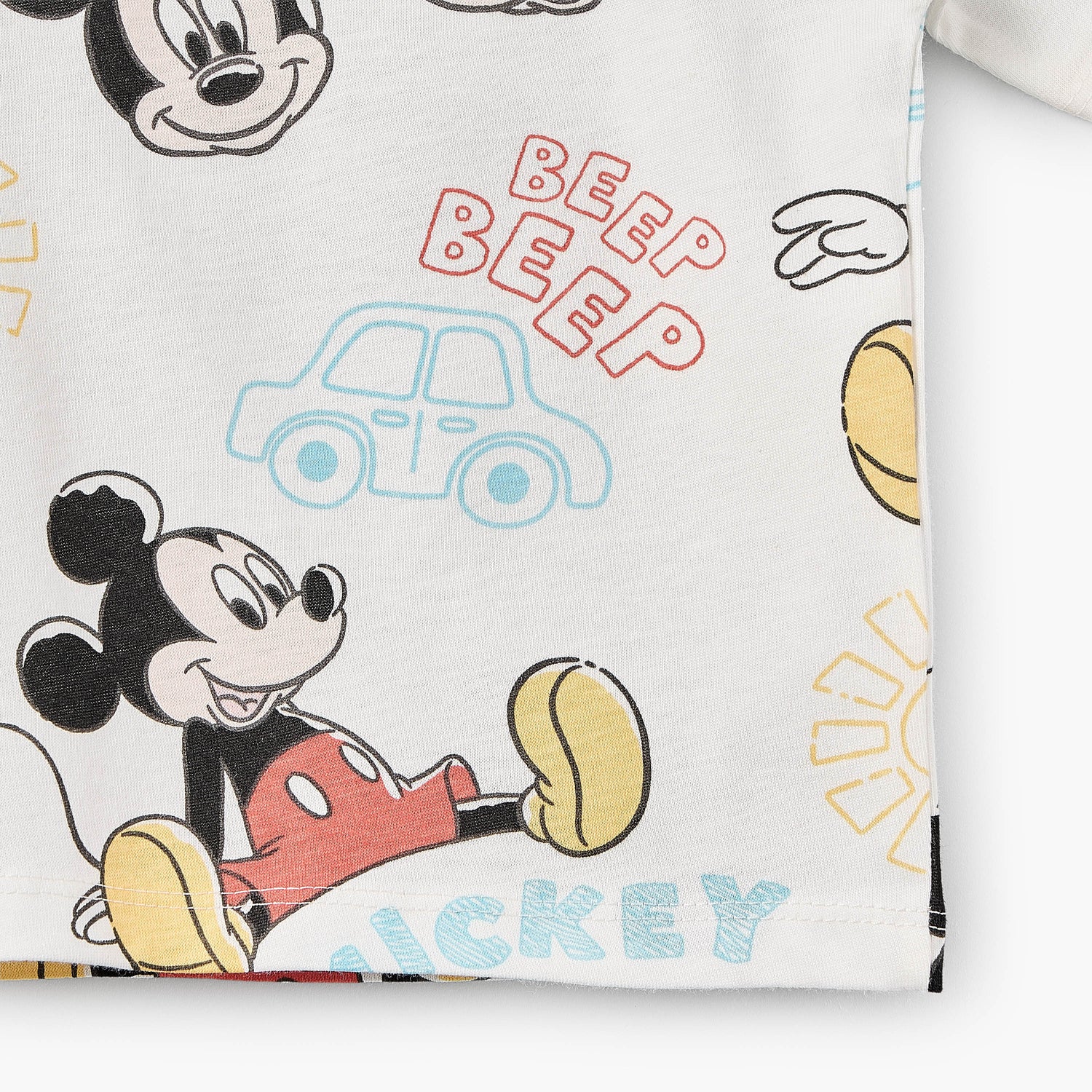 Disney Crew Neck Short Sleeves T-shirt with Mickey Mouse Print