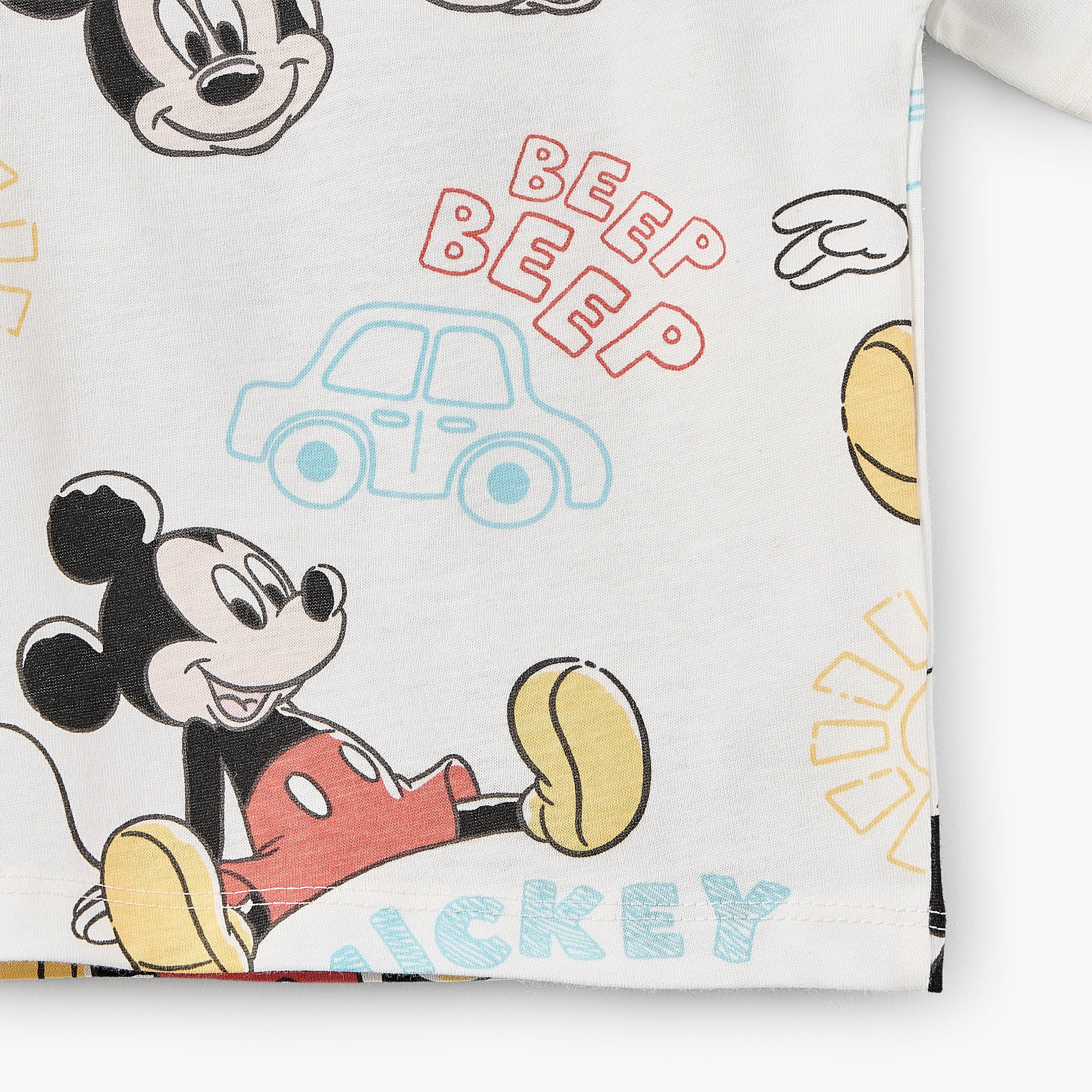 Disney Crew Neck Short Sleeves T-shirt with Mickey Mouse Print
