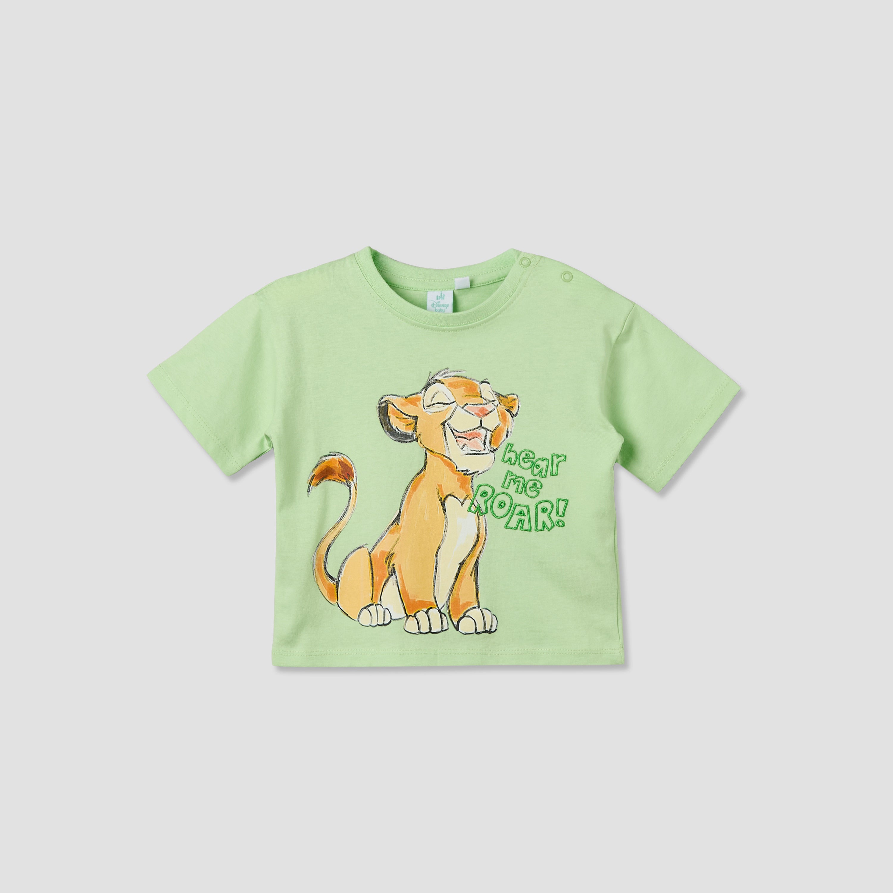 Disney Crew Neck Short Sleeve T-shirt with Simba Print - Green / 12-18 mths