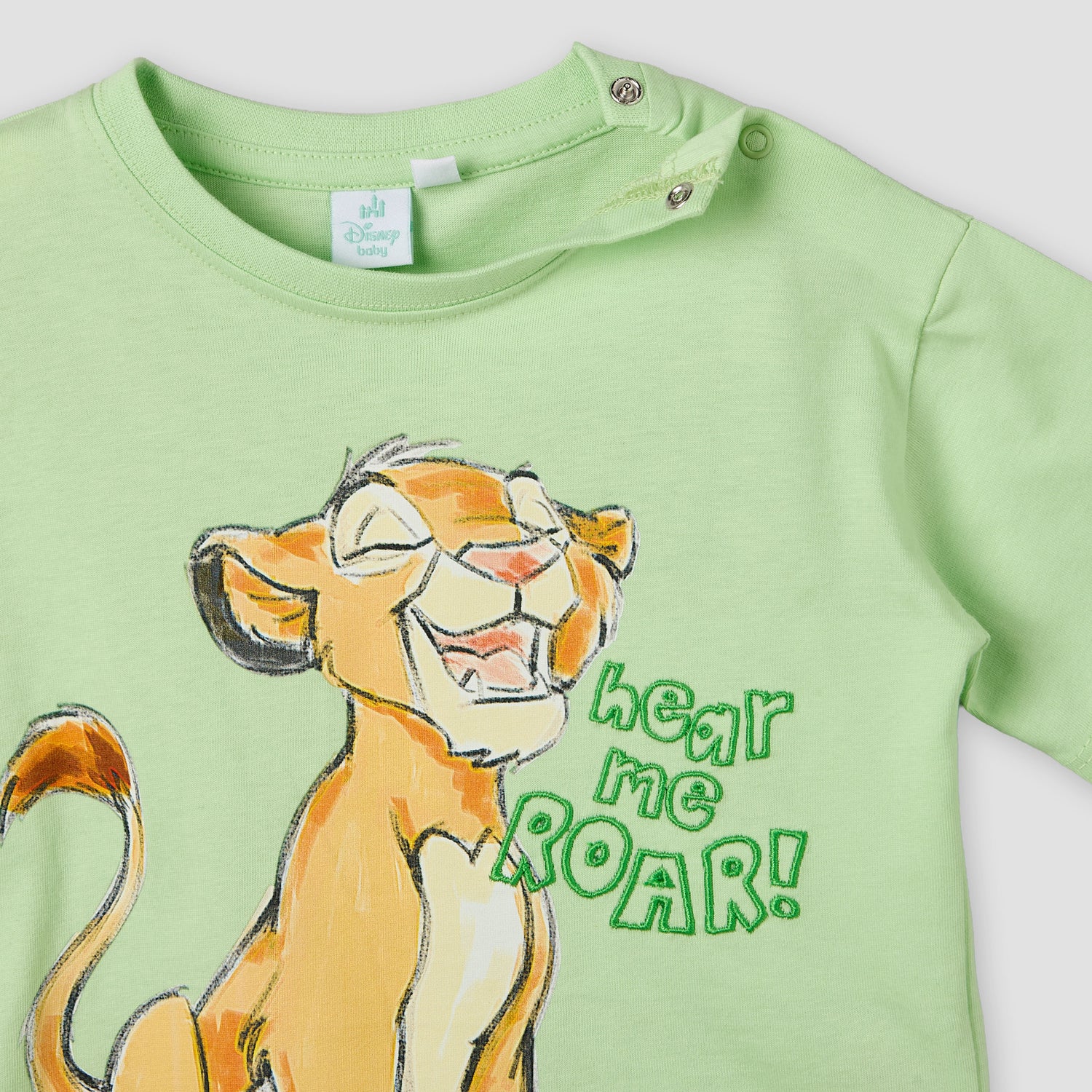 Disney Crew Neck Short Sleeve T-shirt with Simba Print