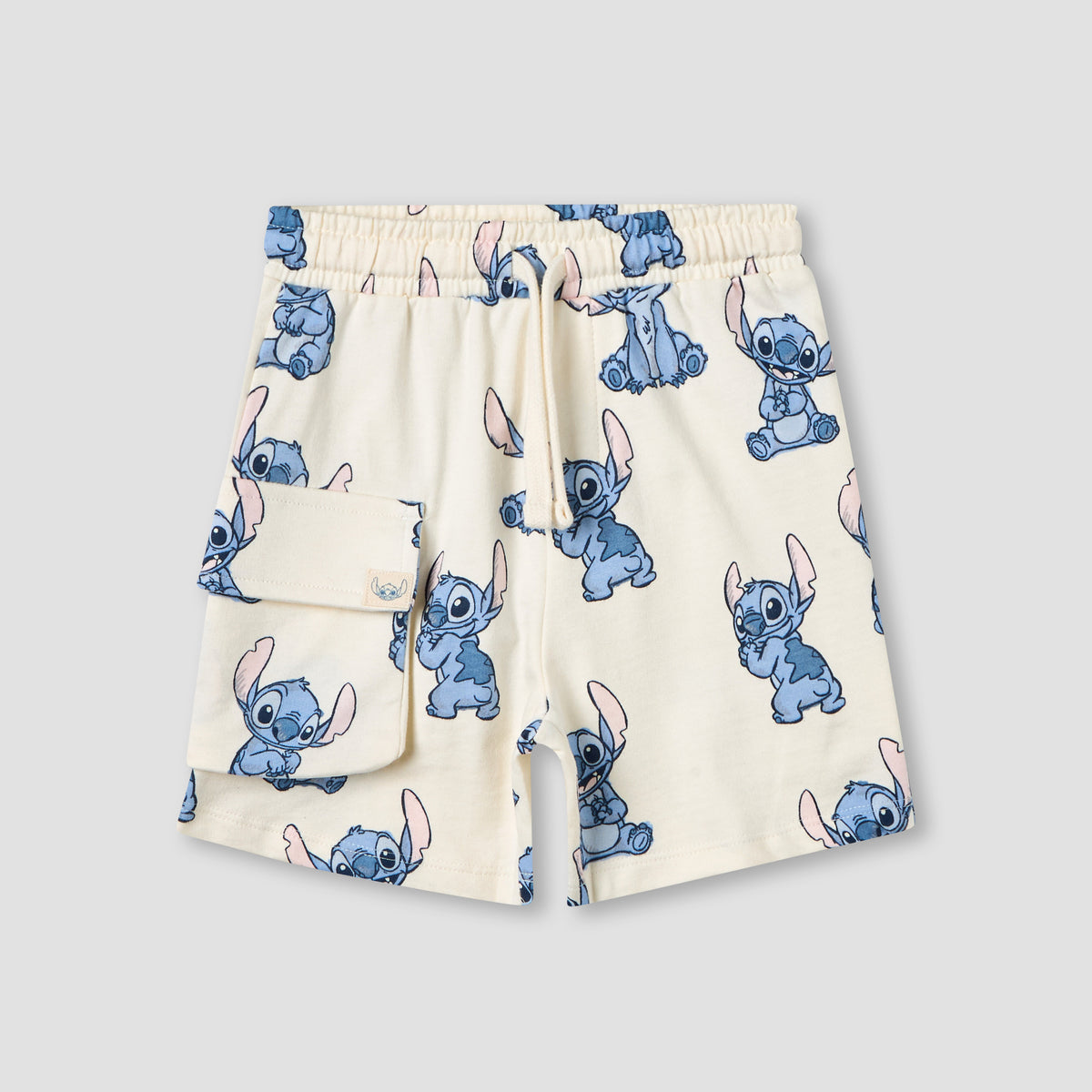 Disney Crew Neck Short Sleeves T-shirt and Shorts Set with Stitch Print