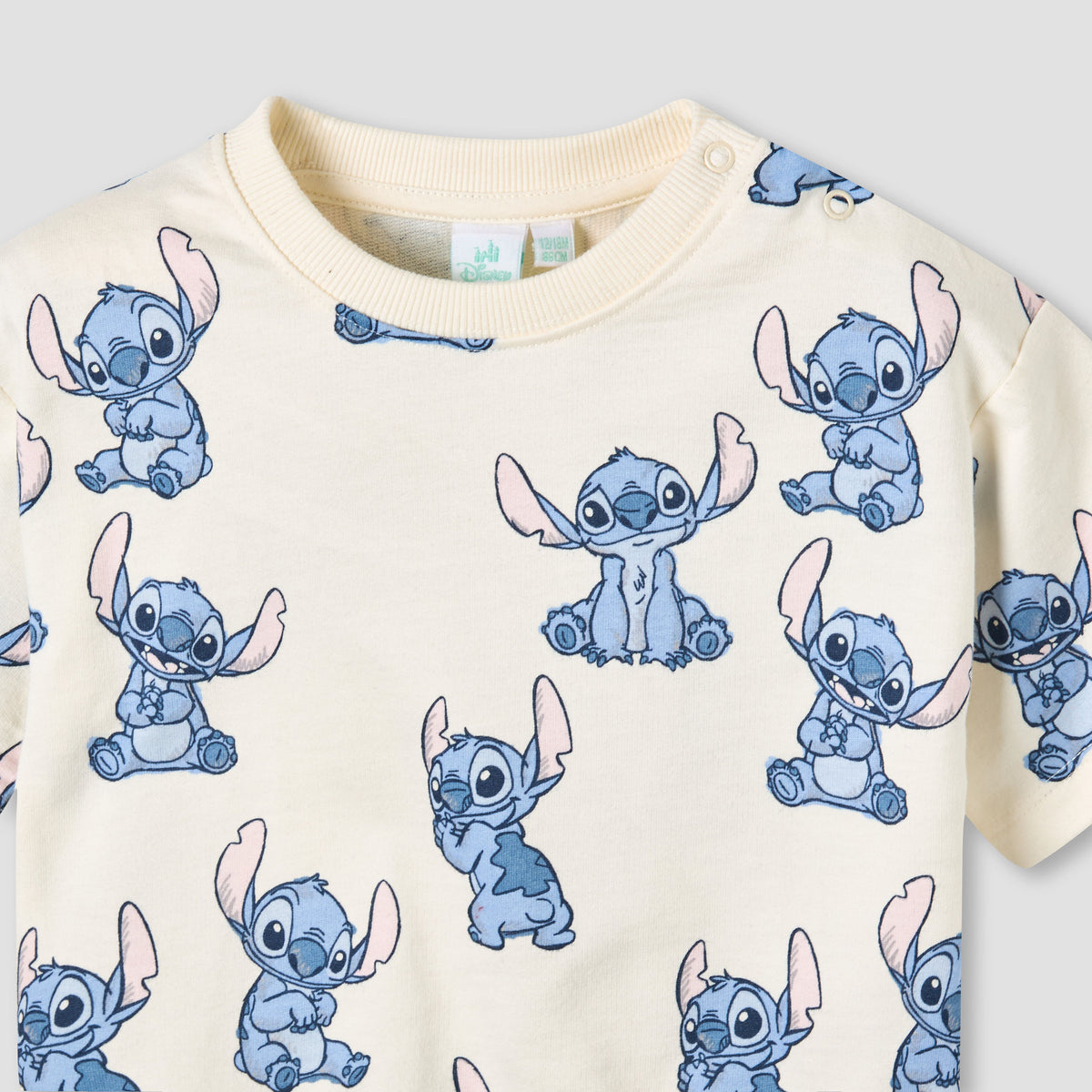 Disney Crew Neck Short Sleeves T-shirt and Shorts Set with Stitch Print