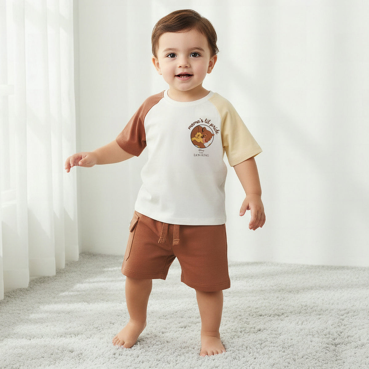 Disney Crew Neck Short Sleeve T-shirt and Shorts Set with Drawstring Closure