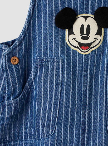 Disney Crew Neck Short Sleeves T-shirt and Dungaree Set with Stripes and Mickey Mouse Applique-baby-boys-clothing-setsandcoords-image-5