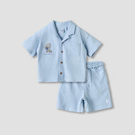 Tiny Tatty Teddy Collared Short Sleeves Shirt and Shorts Set with Embroidery-undefined-image-1