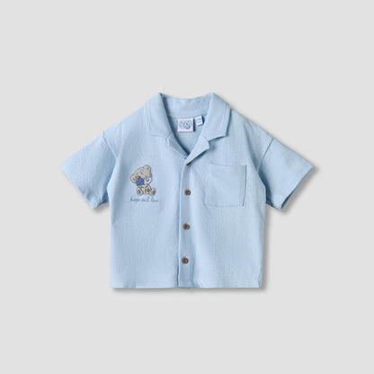 Tiny Tatty Teddy Collared Short Sleeves Shirt and Shorts Set with Embroidery