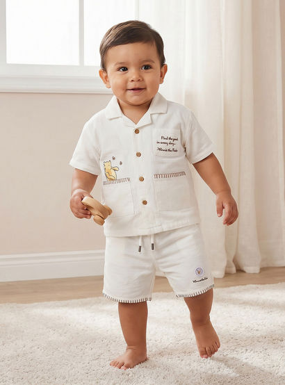 Disney Collared Short Sleeve Shirt and Shorts Set with Winnie the Pooh Print-baby-boys-clothing-setsandcoords-image-1