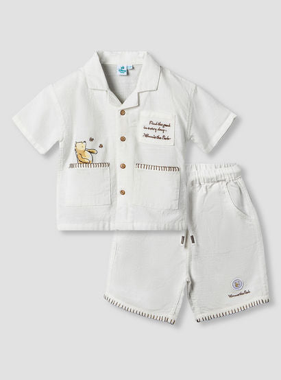 Disney Collared Short Sleeve Shirt and Shorts Set with Winnie the Pooh Print-baby-boys-clothing-setsandcoords-image-2