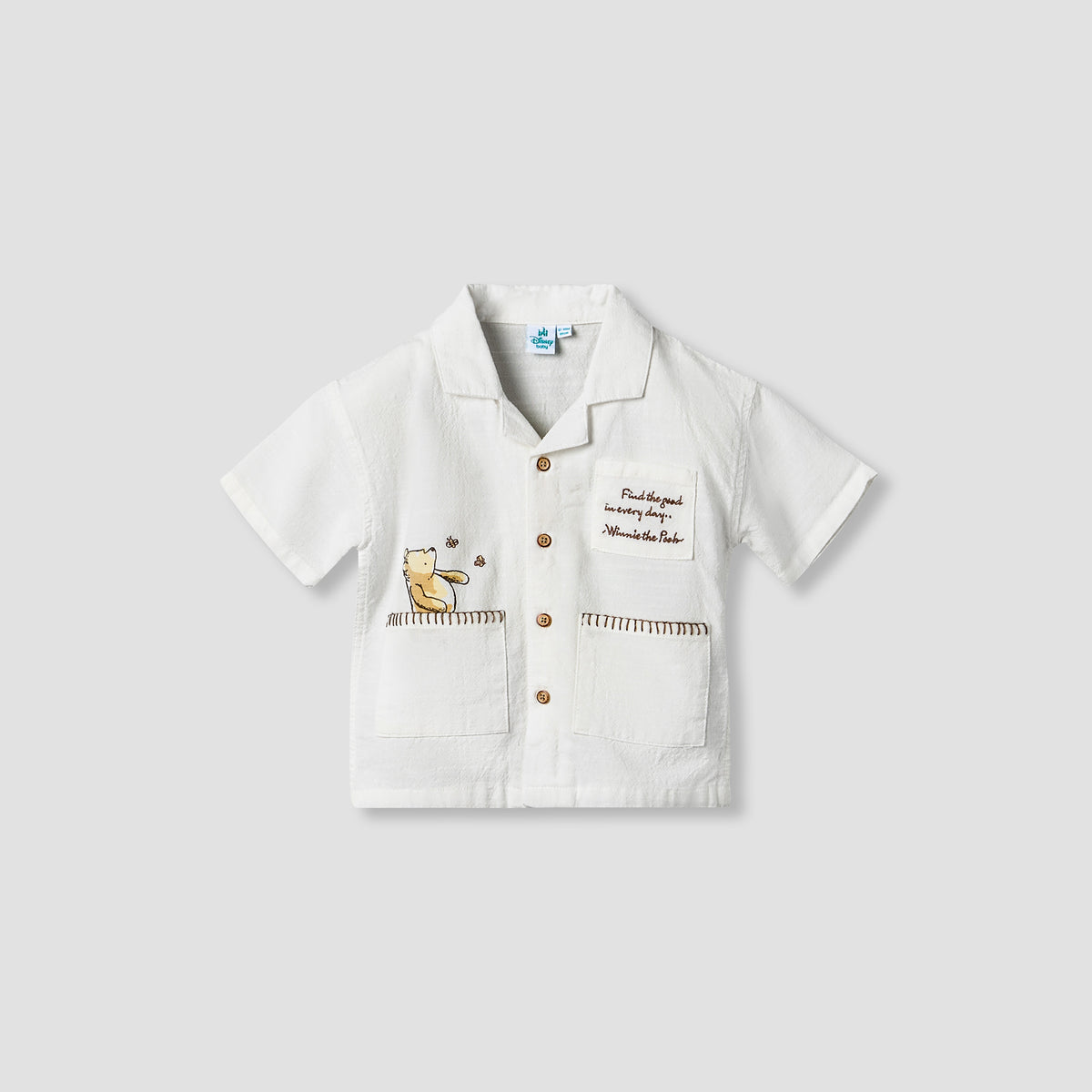 Disney Collared Short Sleeve Shirt and Shorts Set with Winnie the Pooh Print
