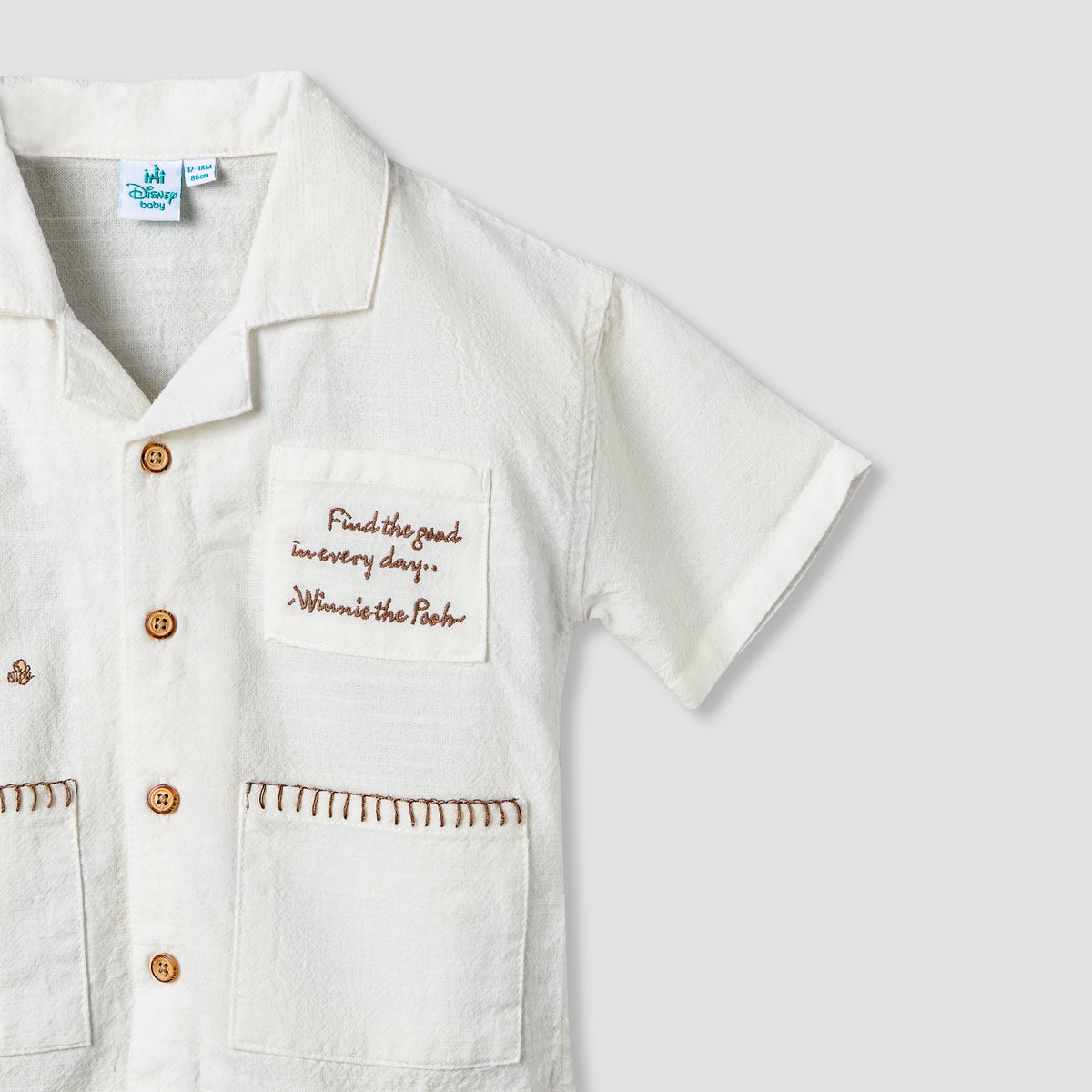 Disney Collared Short Sleeve Shirt and Shorts Set with Winnie the Pooh Print