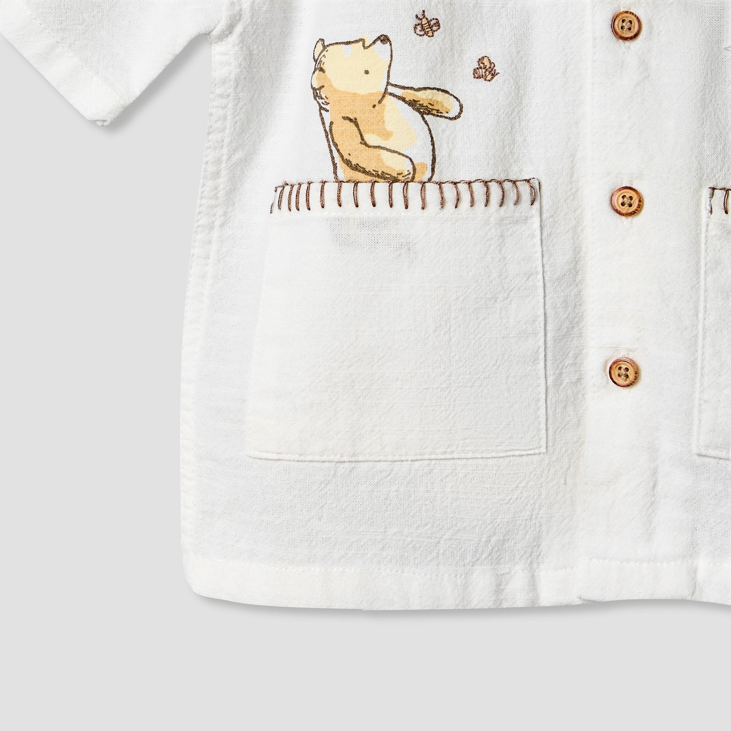 Disney Collared Short Sleeve Shirt and Shorts Set with Winnie the Pooh Print