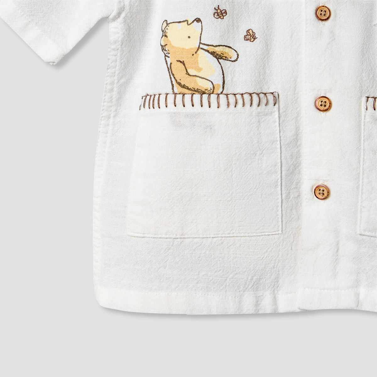 Disney Collared Short Sleeve Shirt and Shorts Set with Winnie the Pooh Print