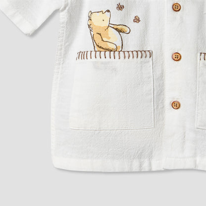 Disney Collared Short Sleeve Shirt and Shorts Set with Winnie the Pooh Print