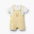 Disney Crew Neck Short Sleeves T-shirt and Dungaree Set with Winnie the Pooh Applique