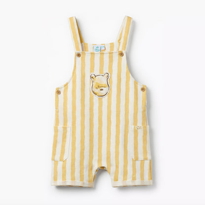 Disney Crew Neck Short Sleeves T-shirt and Dungaree Set with Winnie the Pooh Applique