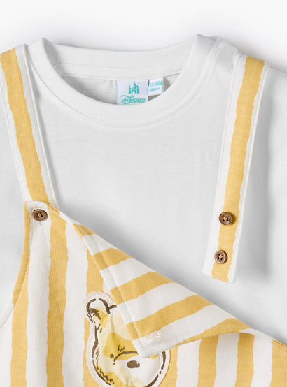 Disney Crew Neck Short Sleeves T-shirt and Dungaree Set with Winnie the Pooh Applique-baby-boys-clothing-setsandcoords-image-5