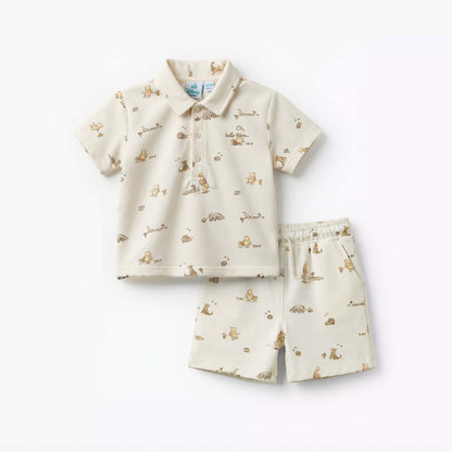 Disney Collared Short Sleeves Polo T-shirt and Shorts Set with Winnie the Pooh Print