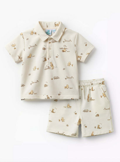 Disney Collared Short Sleeves Polo T-shirt and Shorts Set with Winnie the Pooh Print-baby-boys-clothing-setsandcoords-image-2