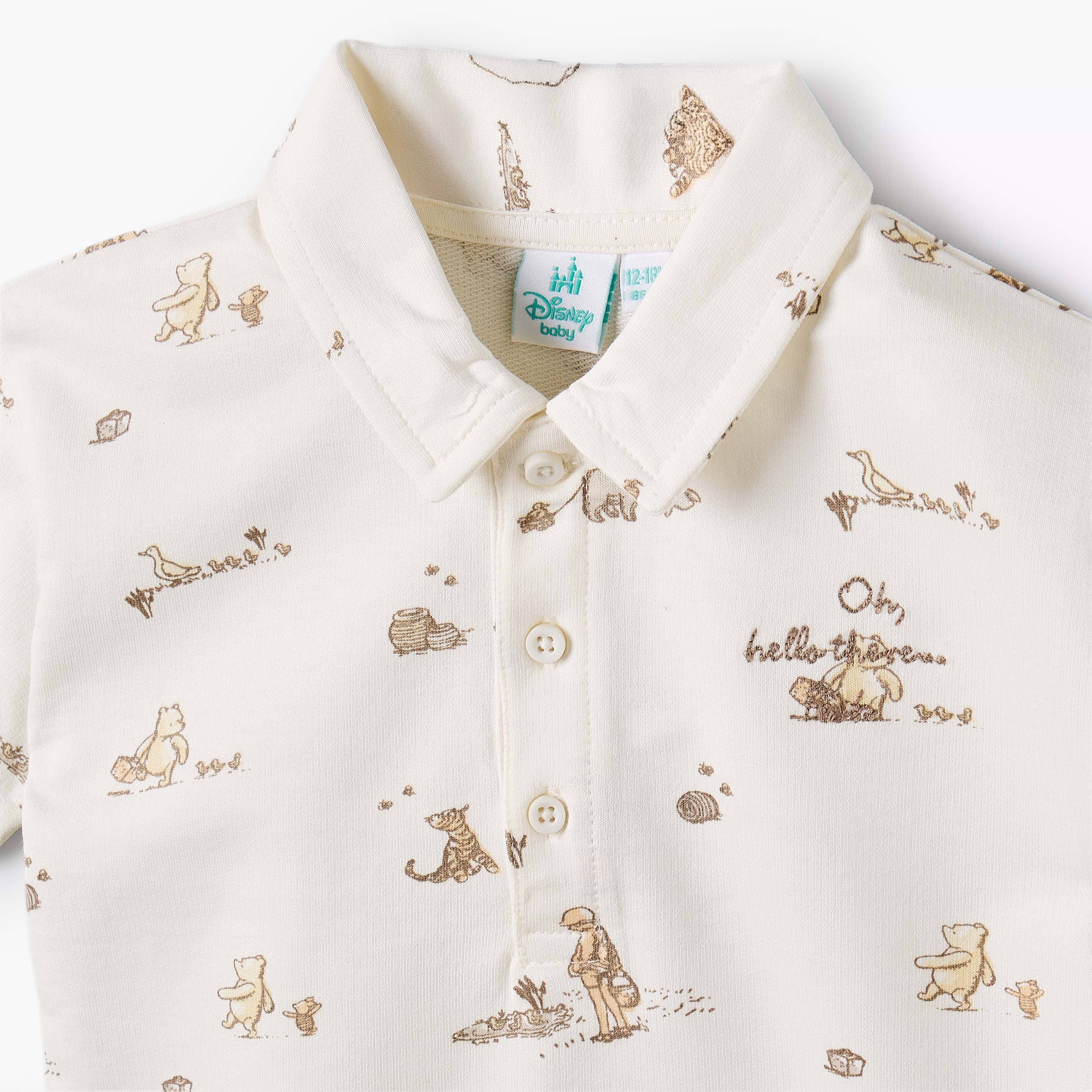 Disney Collared Short Sleeves Polo T-shirt and Shorts Set with Winnie the Pooh Print