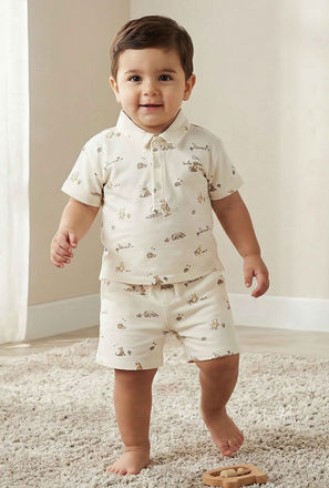 Disney Collared Short Sleeves Polo T-shirt and Shorts Set with Winnie the Pooh Print