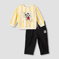 Disney Crew Neck Long Sleeves Sweatshirt and Pants Set with Mickey Mouse Print-undefined-image-1