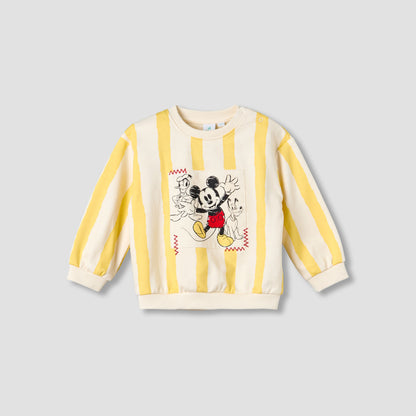 Disney Crew Neck Long Sleeves Sweatshirt and Pants Set with Mickey Mouse Print