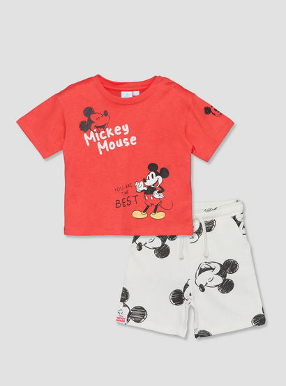 Disney Crew Neck Short Sleeves T-shirt and Shorts Set with Mickey Mouse Print-baby-boys-clothing-setsandcoords-image-2
