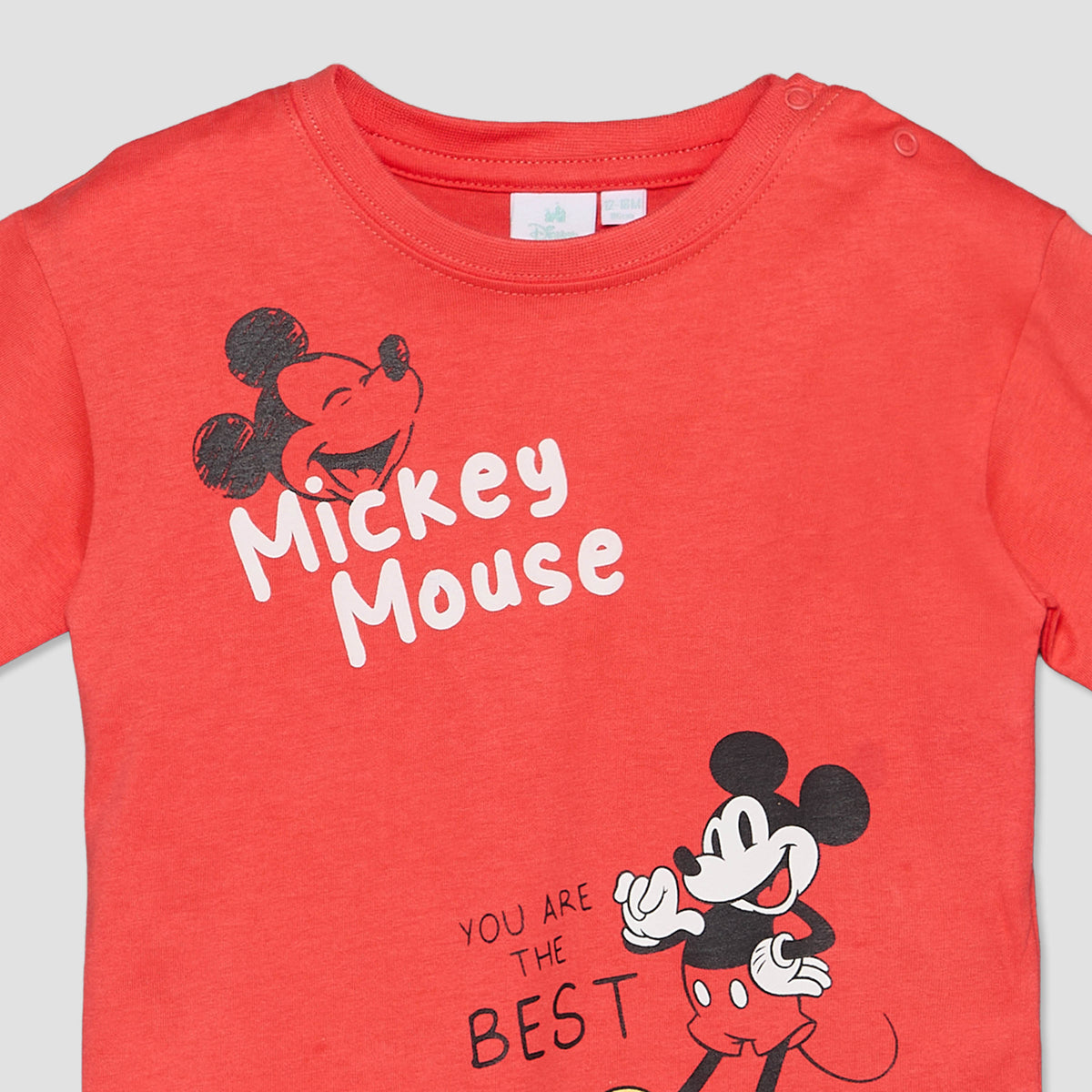 Disney Crew Neck Short Sleeves T-shirt and Shorts Set with Mickey Mouse Print