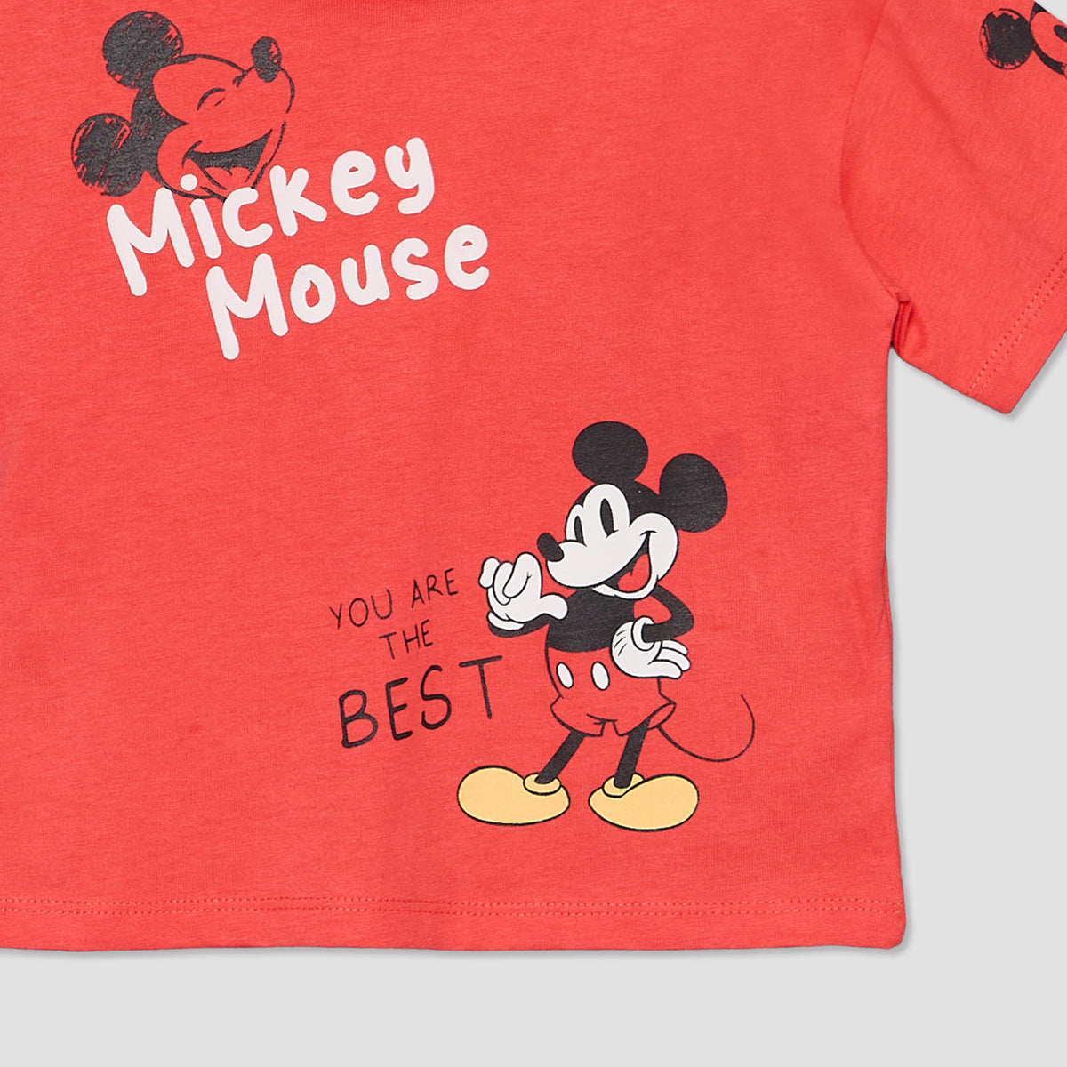 Disney Crew Neck Short Sleeves T-shirt and Shorts Set with Mickey Mouse Print
