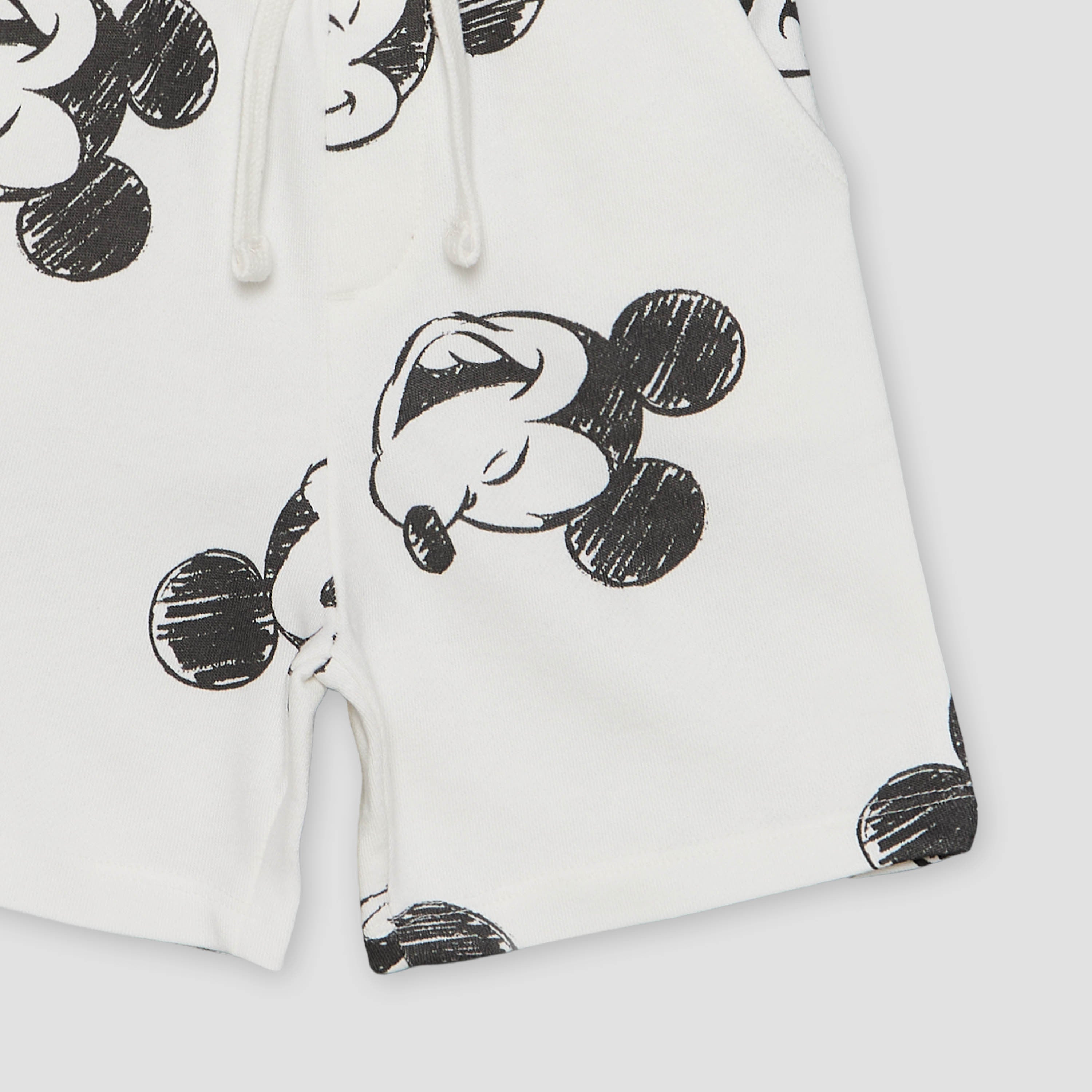 Disney Crew Neck Short Sleeves T-shirt and Shorts Set with Mickey Mouse Print