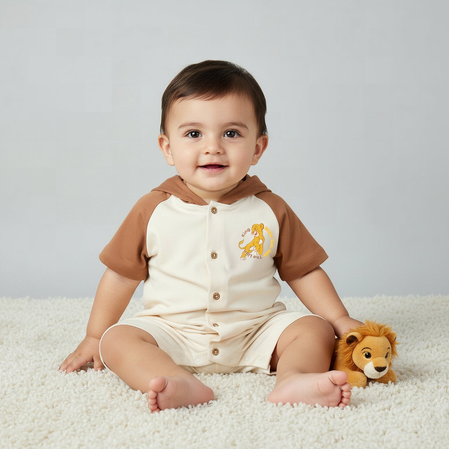 Disney Hooded Short Sleeves Romper with Simba Print