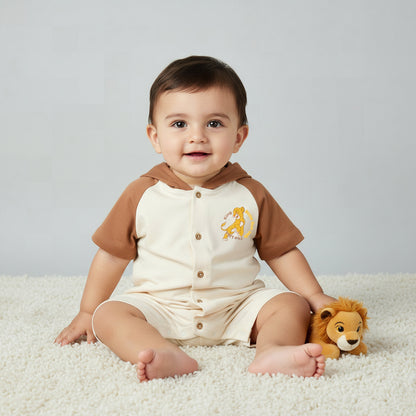 Disney Hooded Short Sleeves Romper with Simba Print