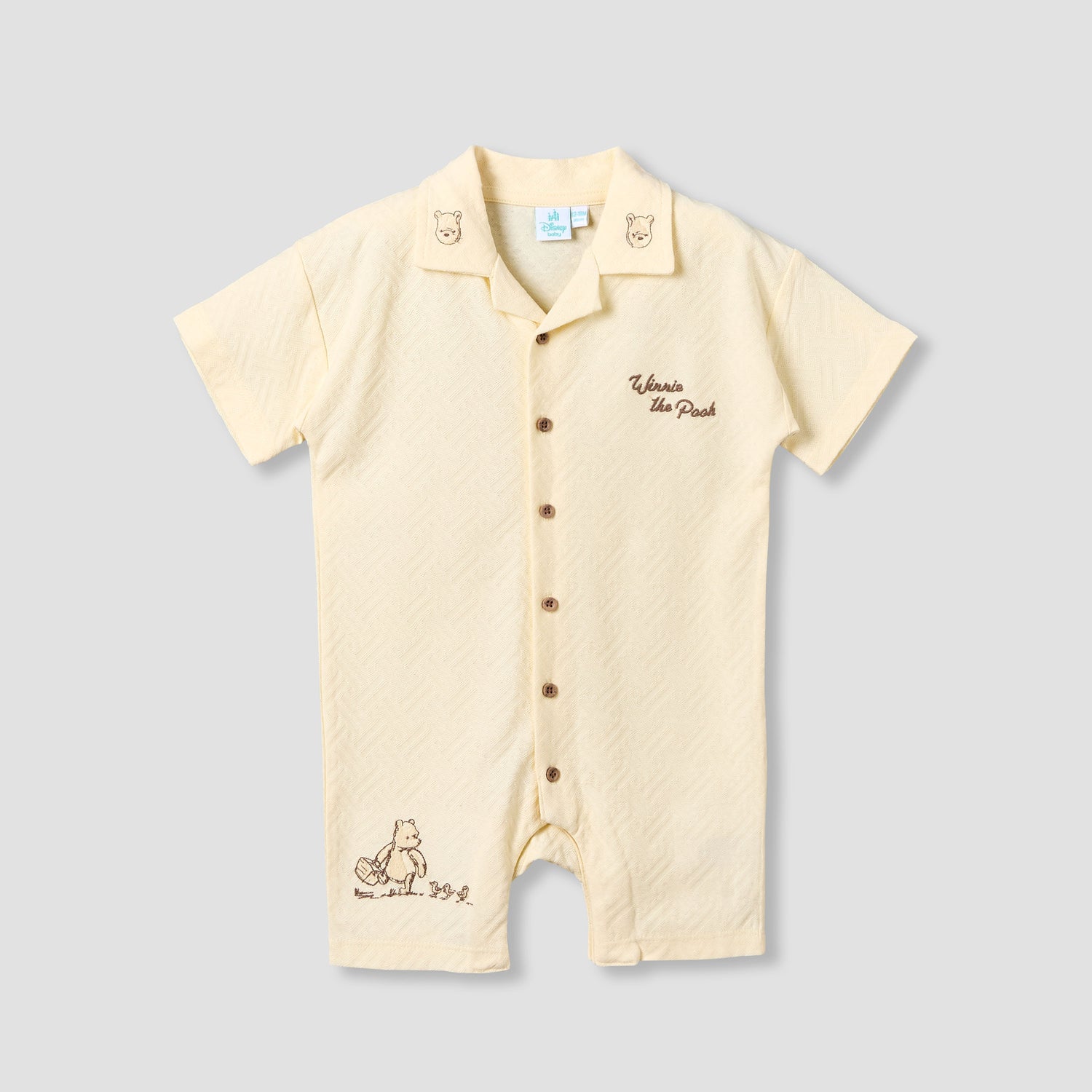 Disney Collared Short Sleeves Romper with Winnie the Pooh Embroidery - Yellow / 12-18 mths
