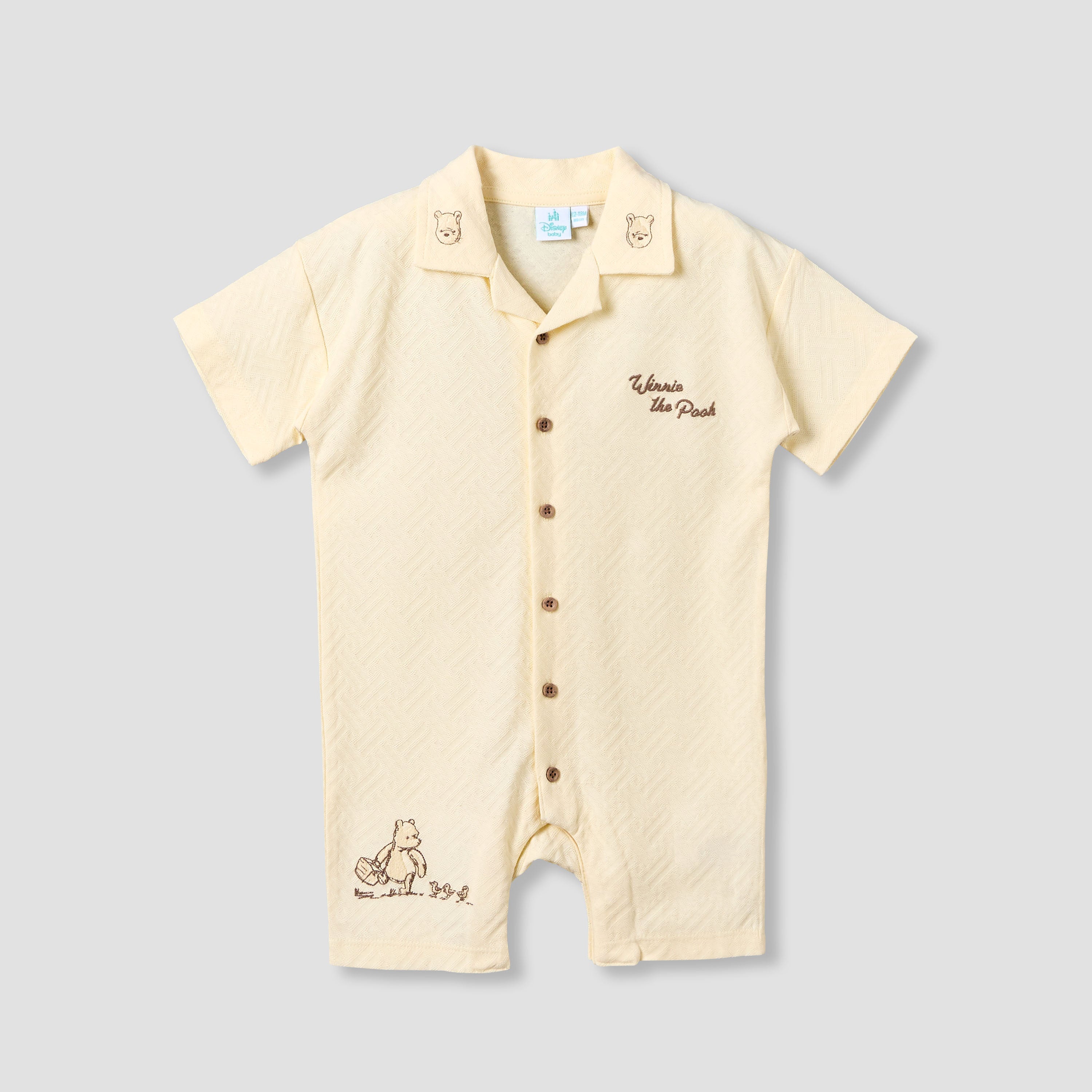 Disney Collared Short Sleeves Romper with Winnie the Pooh Embroidery - Yellow / 12-18 mths