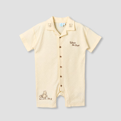 Disney Collared Short Sleeves Romper with Winnie the Pooh Embroidery