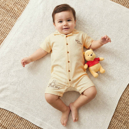 Disney Collared Short Sleeves Romper with Winnie the Pooh Embroidery