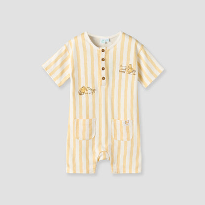 Pack of 2 Disney Round Neck Short Sleeve Romper with Snap Button Closure