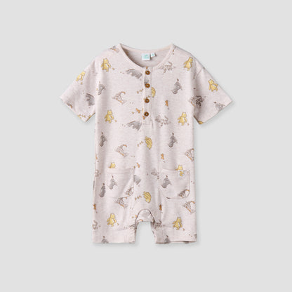 Pack of 2 Disney Round Neck Short Sleeve Romper with Snap Button Closure