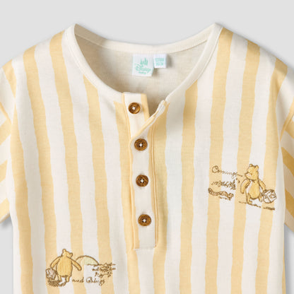 Pack of 2 Disney Round Neck Short Sleeve Romper with Snap Button Closure
