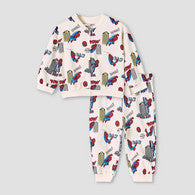 Mandarin Collar Long Sleeves Bomber Jacket and Joggers Set with Spider-Man Print-undefined-image-1