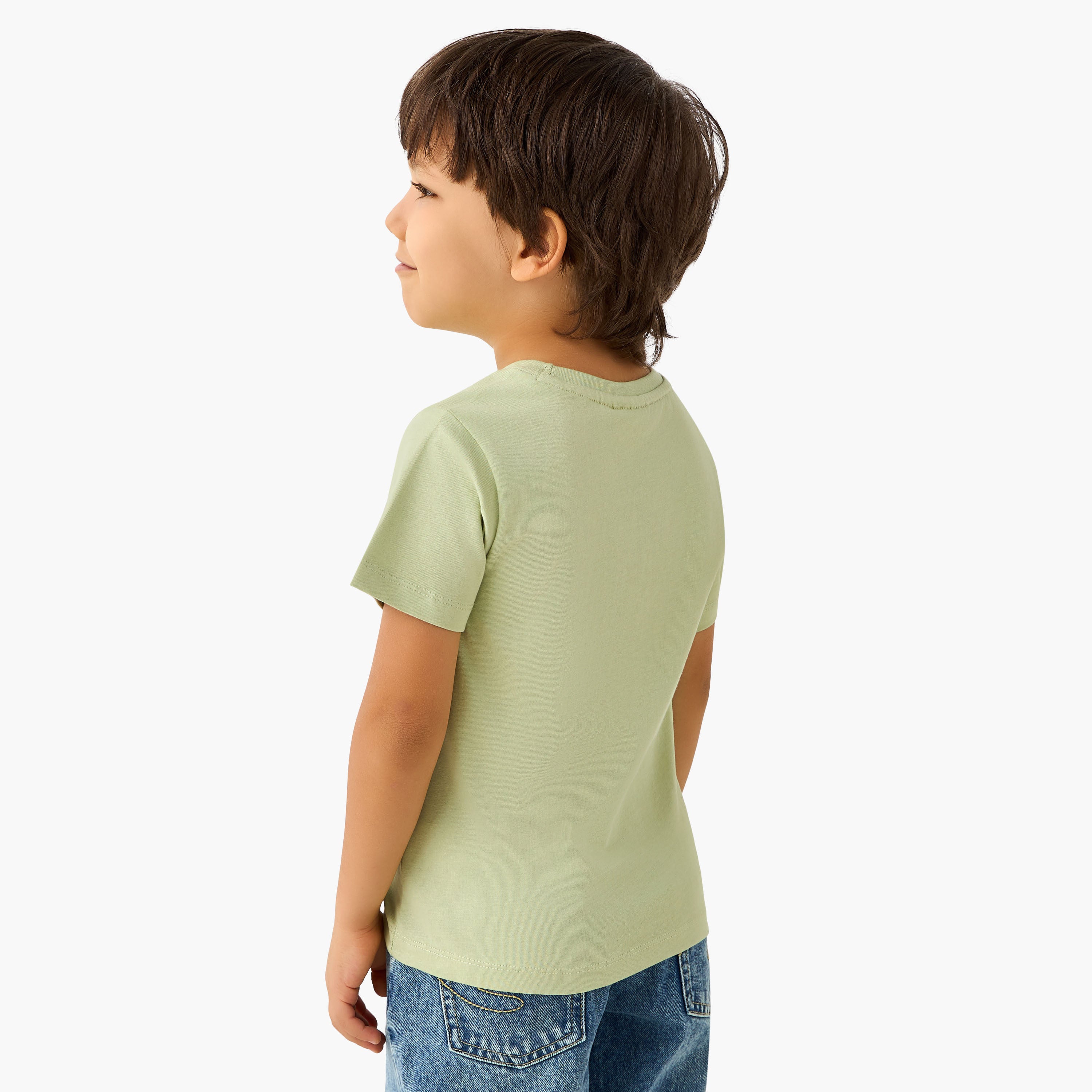 Juniors Crew Neck Short Sleeve T-shirt with Dinosaur Print