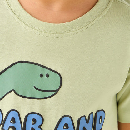 Juniors Crew Neck Short Sleeve T-shirt with Dinosaur Print
