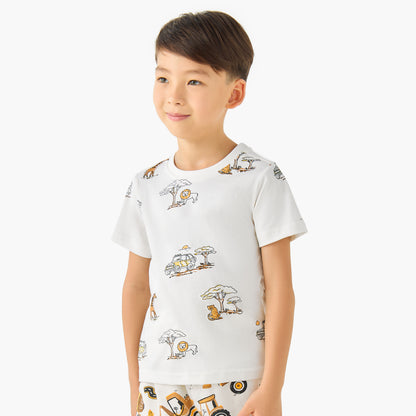 Juniors Crew Neck Short Sleeves T-shirt with Dinosaur Print