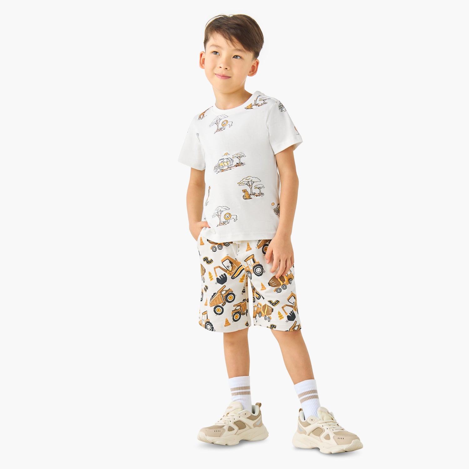 Juniors Crew Neck Short Sleeves T-shirt with Dinosaur Print